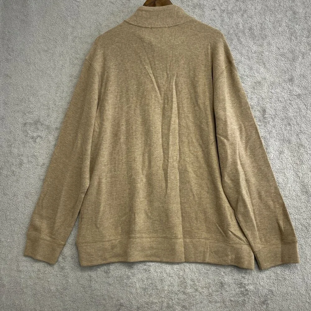 NEW Banana Republic Men's XL Beige Waffle Quarter-Zip Pullover Sweater